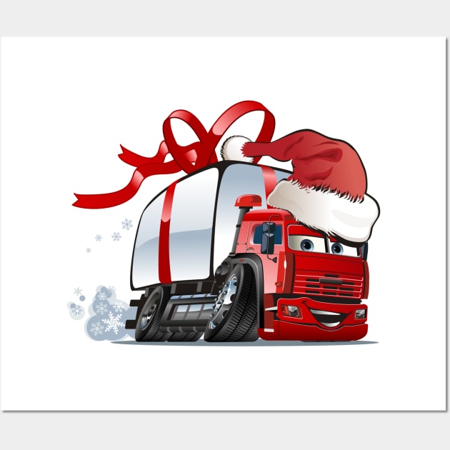 Cartoon christmas truck Wall Art by Mechanik